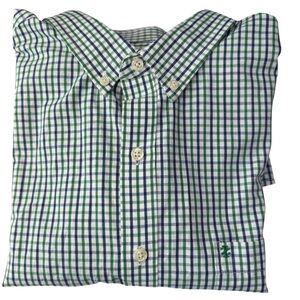 Izod Green and Blue Checkered Casual Button Down Shirt